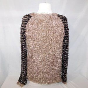 Romeo & Juliet Couture Womens S Fuzzy Eyelash Sweater Black Bronze NEW w Tag
